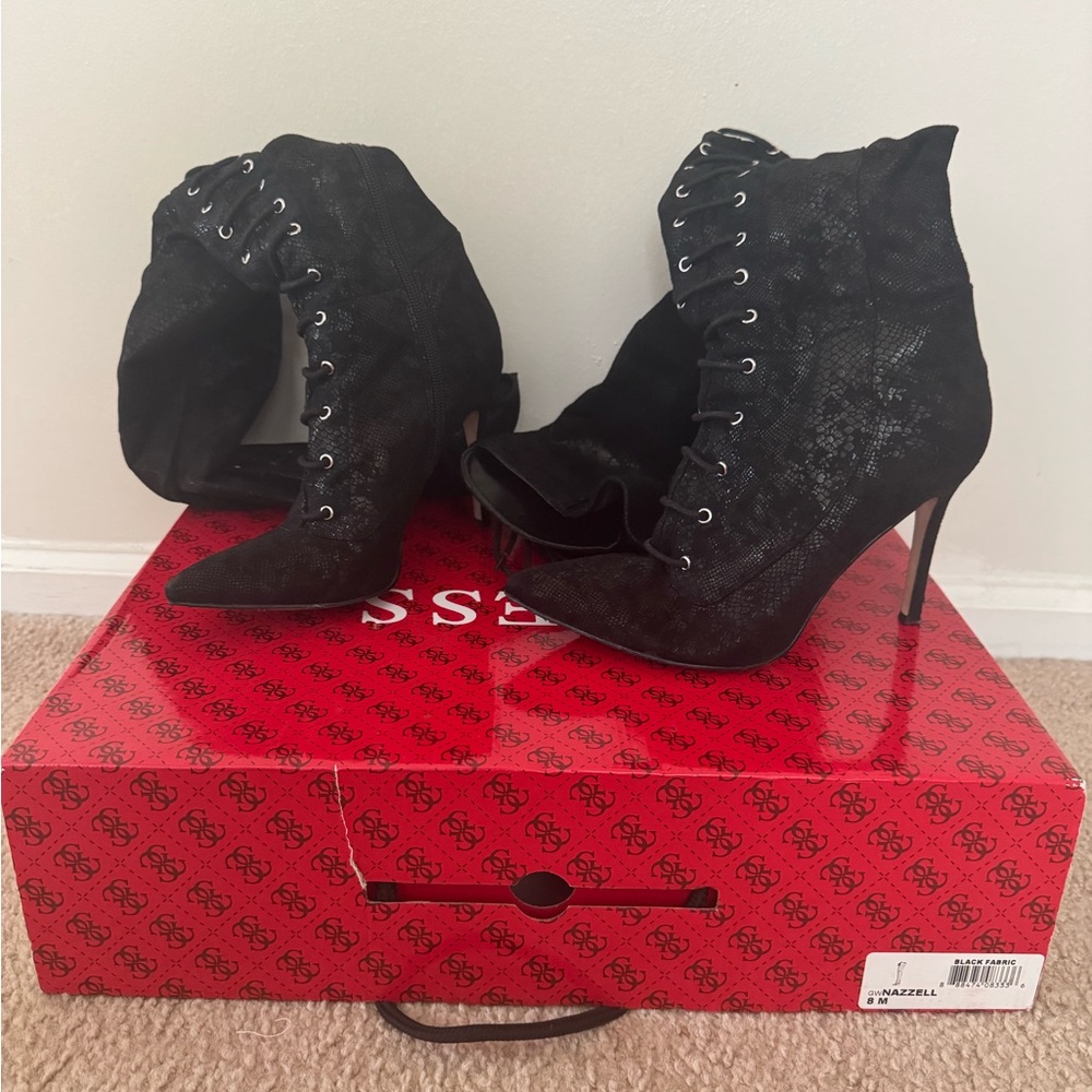 Guess Black Textured Thigh High Boots